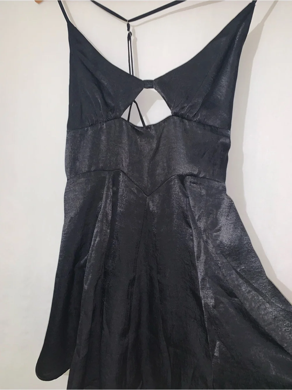 Free People Good Catch Satin Mini Dress In Night Swim Black S